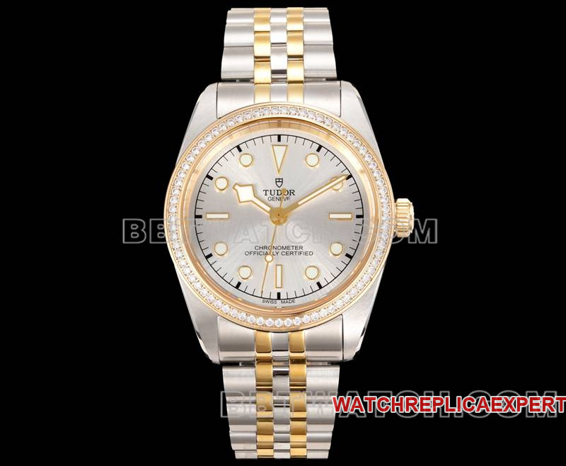 Tudortop-tier watch V9 Factory Biwan 41mm Swarovski diamond ring mechanical gold steel bracelet front live photo