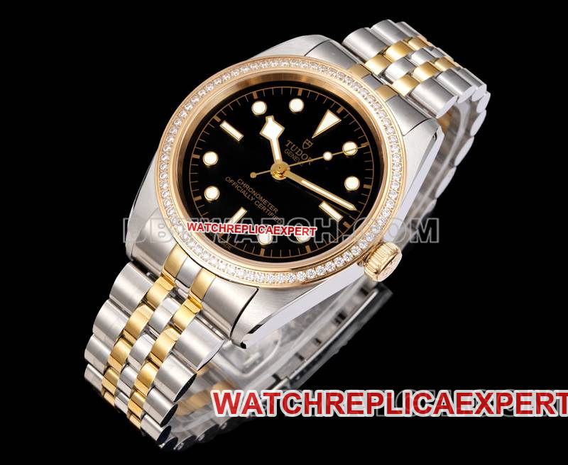 Tudortop-tier watch V9 Factory Biwan 41mm Swarovski diamond ring mechanical gold steel bracelet front live photo