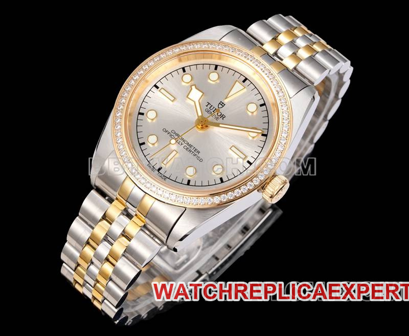 Tudortop-tier watch V9 Factory Biwan 41mm Swarovski diamond ring mechanical gold steel bracelet front live photo
