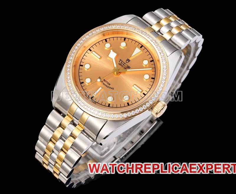Tudortop-tier watch V9 Factory Biwan 41mm Swarovski diamond ring mechanical gold steel bracelet front live photo