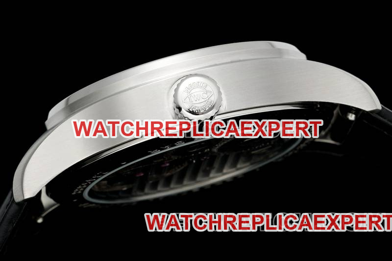 IWC watch RMS factory Portugal white dialtourbillon mechanical leather strap model side live photo