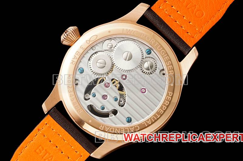 IWCtop-tier watch RMS factory pilot blue dialrose goldtourbillon mechanical leather strap caseback live photo