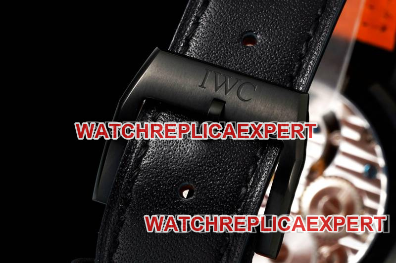 IWC collectible watch RMS factory pilot white dial black shell tourbillon mechanical leather strap model braceletlive photos