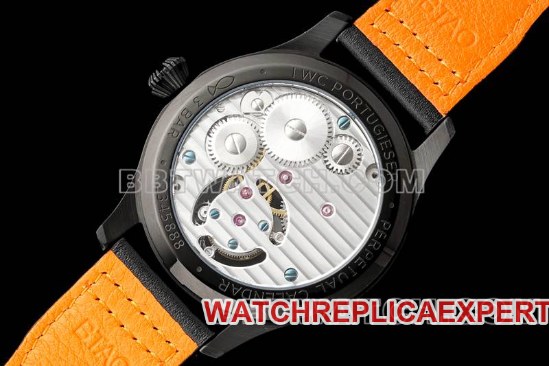 IWC's collectible watch RMS factory pilot white dial black shell tourbillon mechanical leather strap caseback live photo