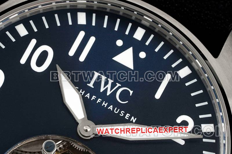 IWC1:1replica watch RMS factory pilot blue dialtourbillon mechanical leather strap model front live photo