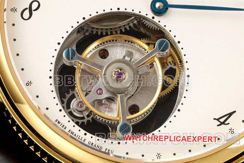 Breguet watch RMS factory classic white dialtourbillonyellow gold mechanical leather strap model front live photo