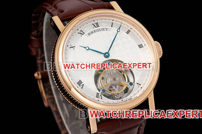 Breguet collectible watch RMS factory classic silver white dialtourbillonrose gold mechanical leather strap model front live photo