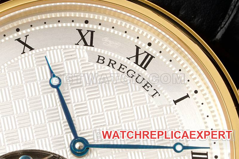 Breguet collectible watch RMS factory classic silver white dialtourbillonyellow gold mechanical leather strap model front live photo