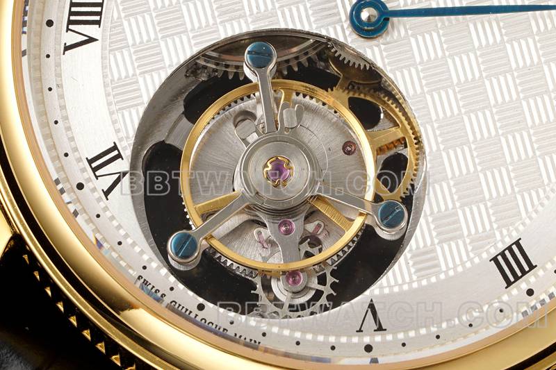 Breguet collectible watch RMS factory classic silver white dialtourbillonyellow gold mechanical leather strap model front live photo