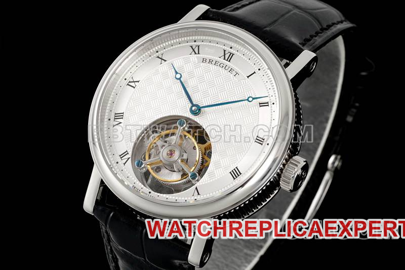 Breguet collectible watch RMS factory classic silver white dialtourbillon mechanical leather strap model front live photo
