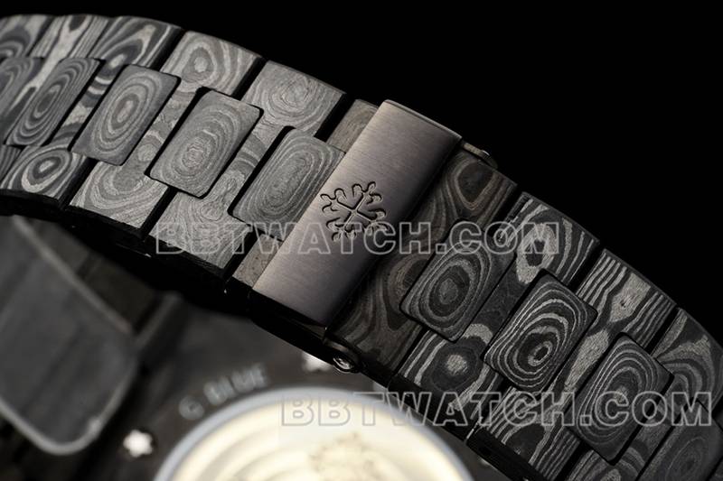 Patek Philippe1:1replica watch DIW factory Nautilusblack dial carbon fiber mechanical black steel bracelet model 5711braceletlive photos