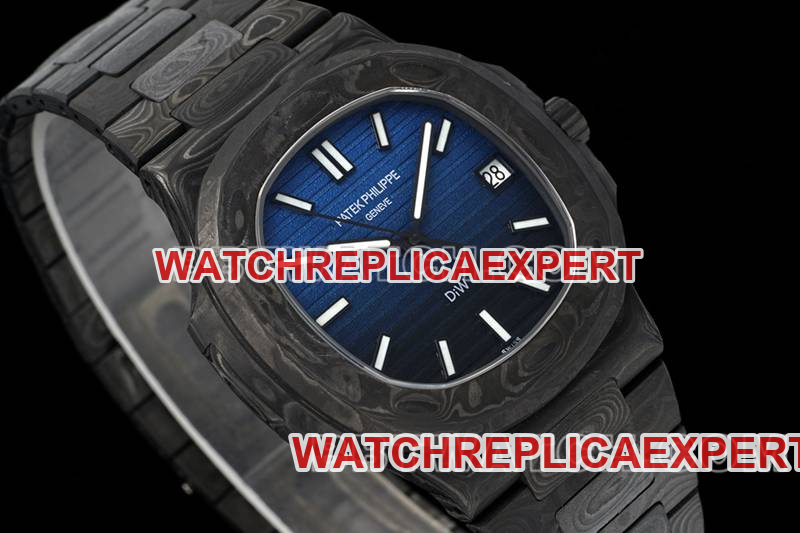 Patek Philippe watch DIW factory Nautilus blue black dial carbon fiber mechanical steel bracelet model 5711front live photo