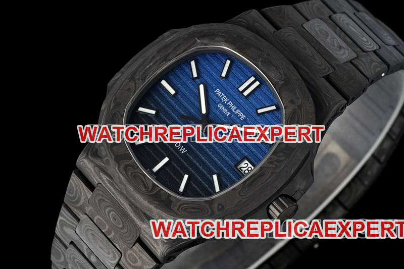 Patek Philippe watch DIW factory Nautilus blue black dial carbon fiber mechanical steel bracelet model 5711front live photo