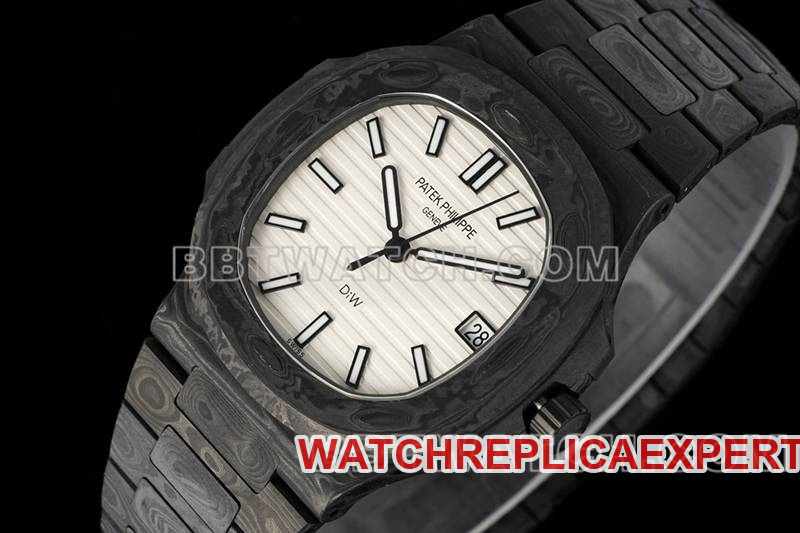 Patek Philippe collectible watch DIW factory Nautilus white dial carbon fiber mechanical steel bracelet model 5711front live photo