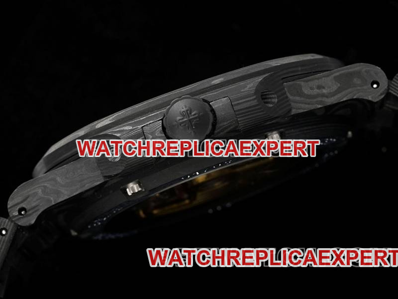 Patek Philippetop-tier watch DIW factory Nautilus orange plate carbon fiber mechanical steel bracelet model 5711side live photo