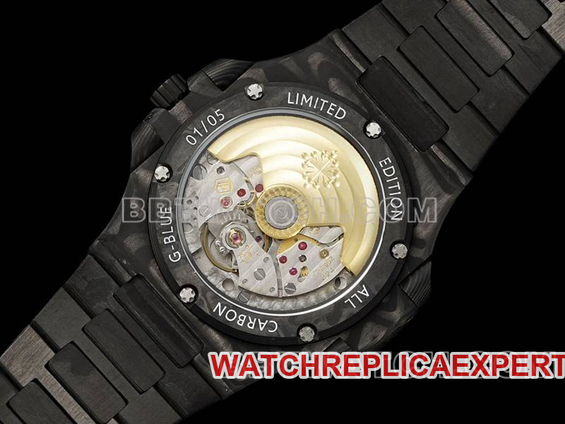 Patek Philippetop-tier watch DIW factory Nautilus orange plate carbon fiber mechanical steel bracelet model 5711caseback live photo