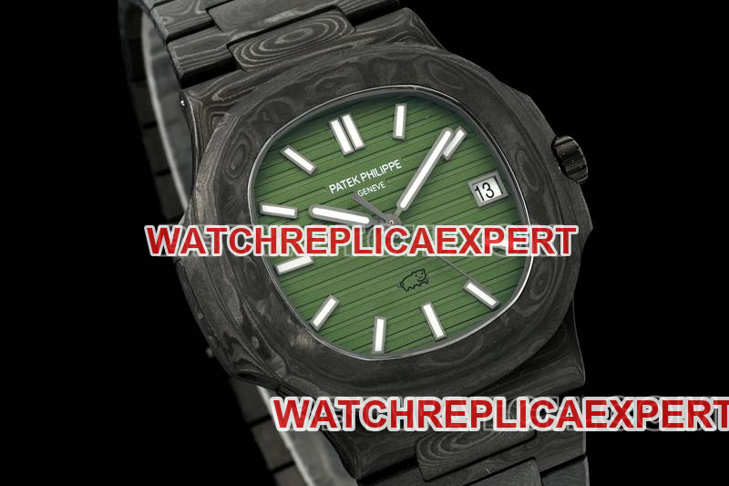 Patek Philippe collectible watch DIW factory Nautilusgreen dial carbon fiber mechanical steel bracelet model 5711front live photo