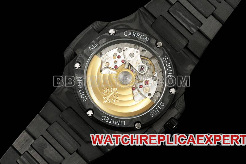 Patek Philippe collectible watch DIW factory Nautilusgreen dial carbon fiber mechanical steel bracelet model 5711caseback live photo
