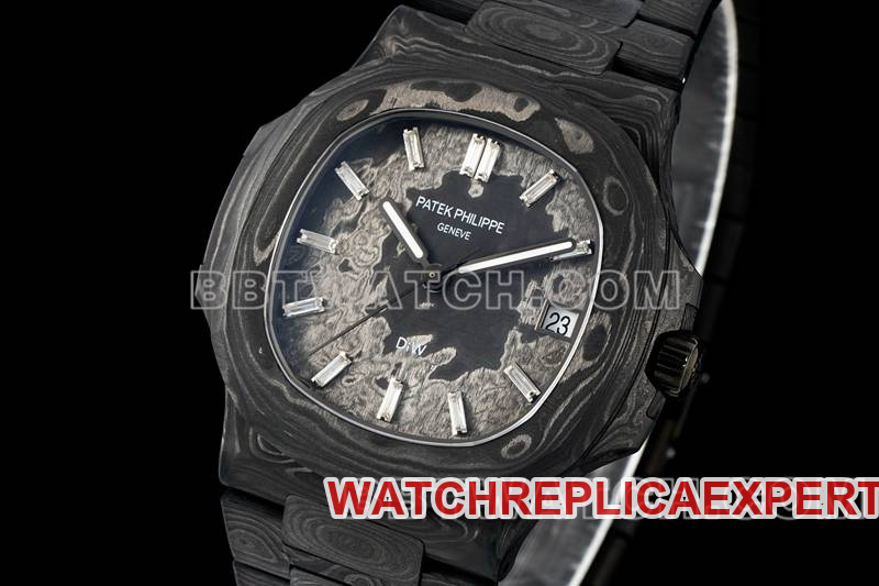 Patek Philippe1:1replica watch DIW factory Nautilus gray plate carbon fiber mechanical steel bracelet model 5711front live photo