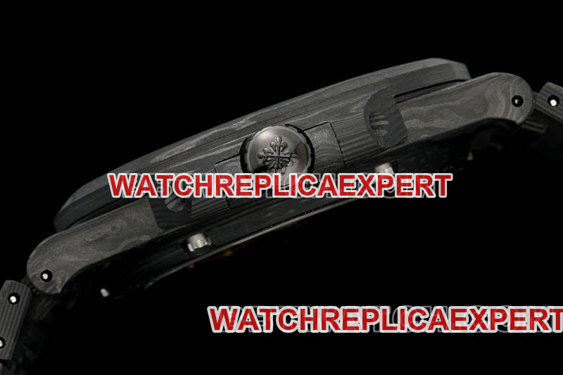 Patek Philippe1:1replica watch DIW factory Nautilus gray plate carbon fiber mechanical steel bracelet model 5711side live photo