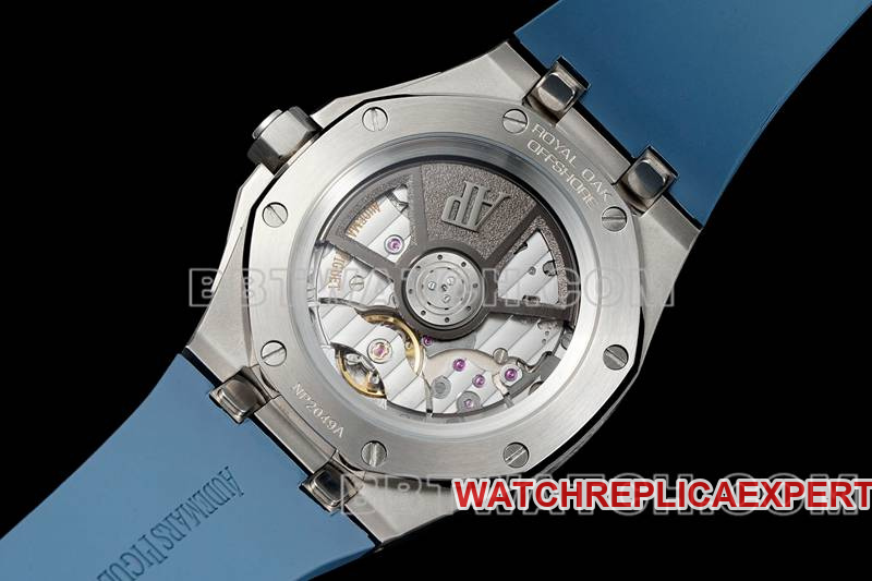 Audemars Piguet Watch APP Factory Royal Oak Offshore Smoked Blue Dial Mechanical Rubber Model 15605caseback live photo