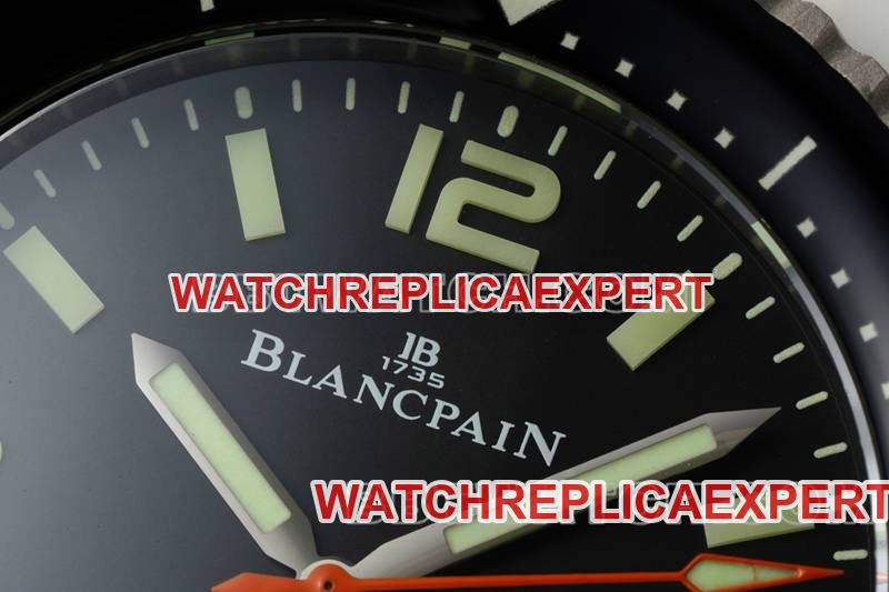 Blancpain collectible watch fifty fathoms black dial titanium mechanical white rubber model front live photo