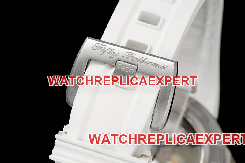 Blancpain collectible watch fifty fathoms black dial titanium mechanical white rubber model braceletlive photos