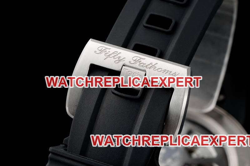 Blancpain watch fifty fathoms black dial blue needle titanium mechanical black rubber model braceletlive photos