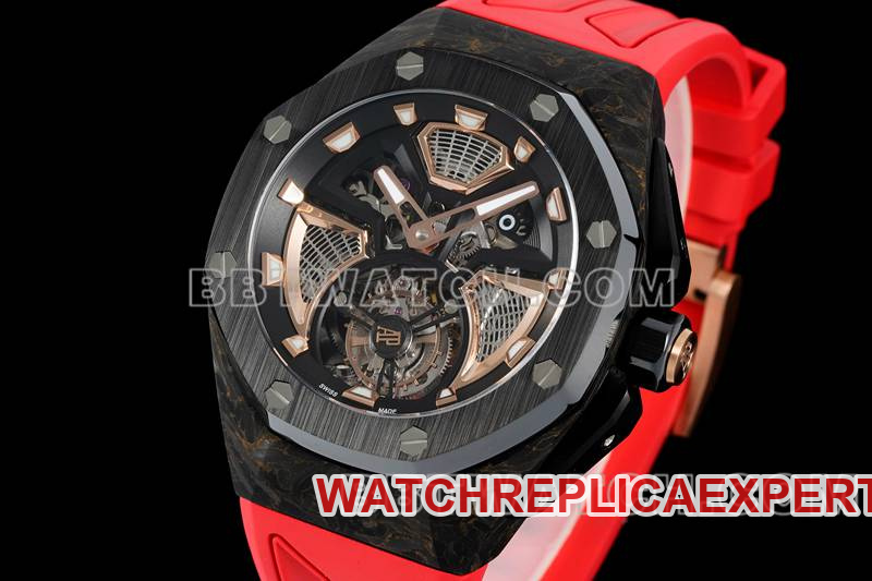 Audemars Piguet collectible watch RM factory Royal Oak offshore floating tourbillon mechanical red rubber model front live photo