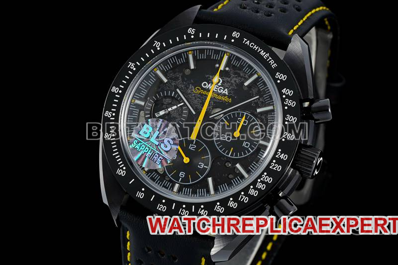 Omegatop-tier watch BLS factory Speedmaster full ceramic yellow needle mechanical rubber model front live photo