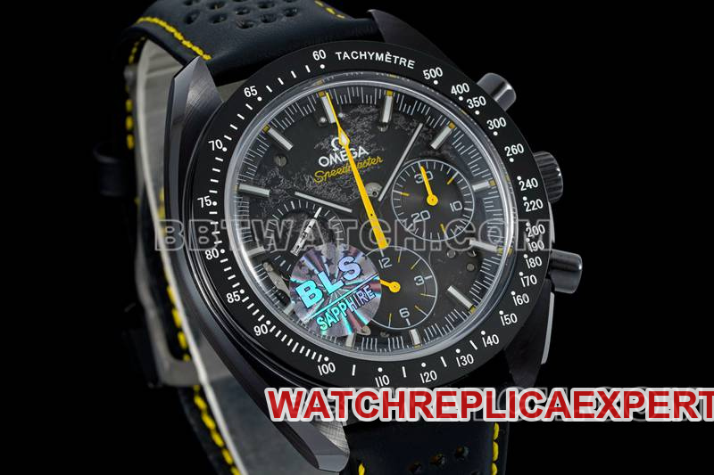 Omegatop-tier watch BLS factory Speedmaster full ceramic yellow needle mechanical rubber model front live photo