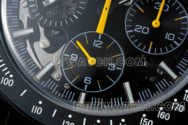 Omegatop-tier watch BLS factory Speedmaster full ceramic yellow needle mechanical rubber model front live photo