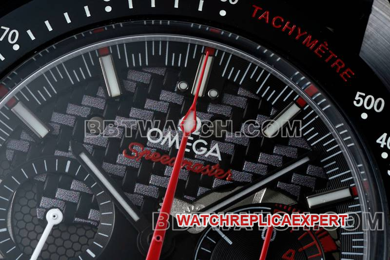Omega's collectible watch BLS factory Speedmaster full ceramic red needle mechanical rubber model front live photo
