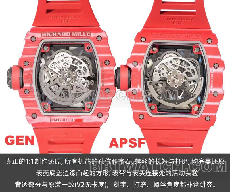 APS factory Richard Milletop-tier watch RM35-02 Red Devils review caseback live photo
