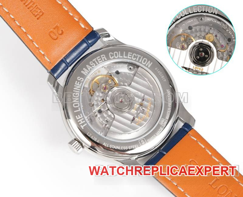 Longines watch XC factory famous craftsman blue dial diamond hour markers L888 mechanical movementleather strap caseback live photo