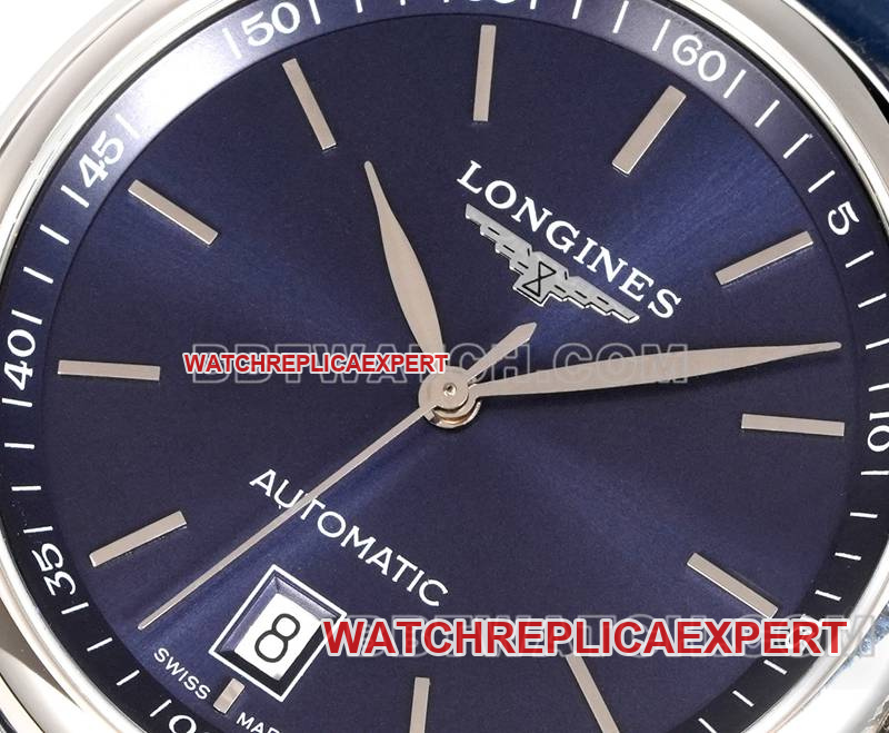 Longines collectible watch XC factory famous blue dial stick hour mark L888 mechanical movementleather strap model front live photo