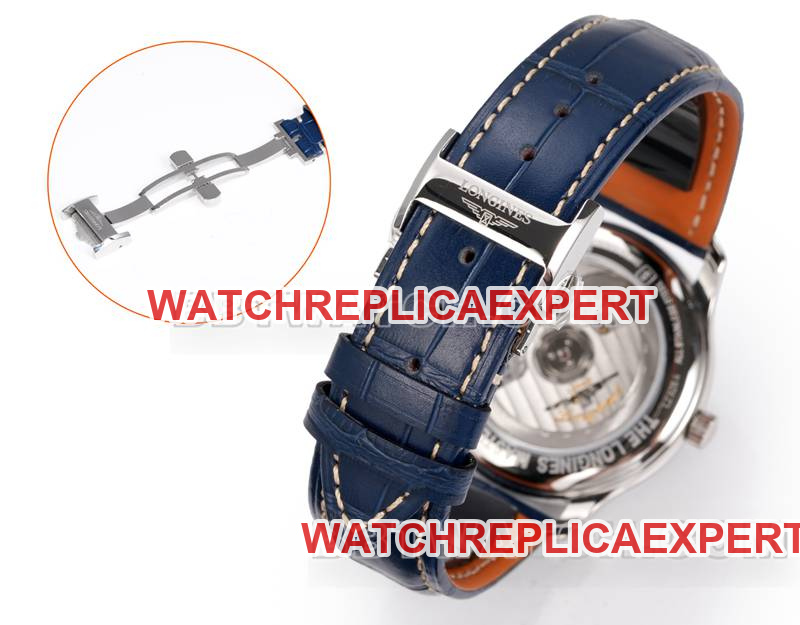 Longines collectible watch XC factory famous blue dial stick hour mark L888 mechanical movementleather strap model braceletlive photos