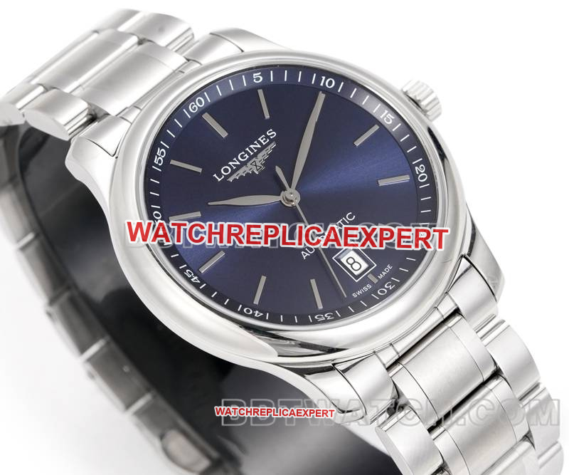 Longinestop-tier watch XC factory famous blue dial stick hour mark L888 mechanical movementsteel bracelet front live photo