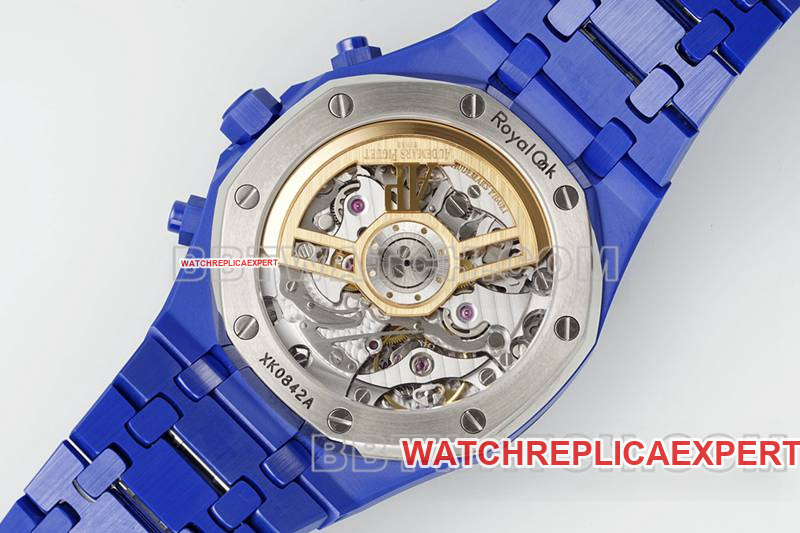 Audemars Piguet collectible watch APS factory Royal Oak silver white dial mechanical blue steel bracelet model 26240caseback live photo