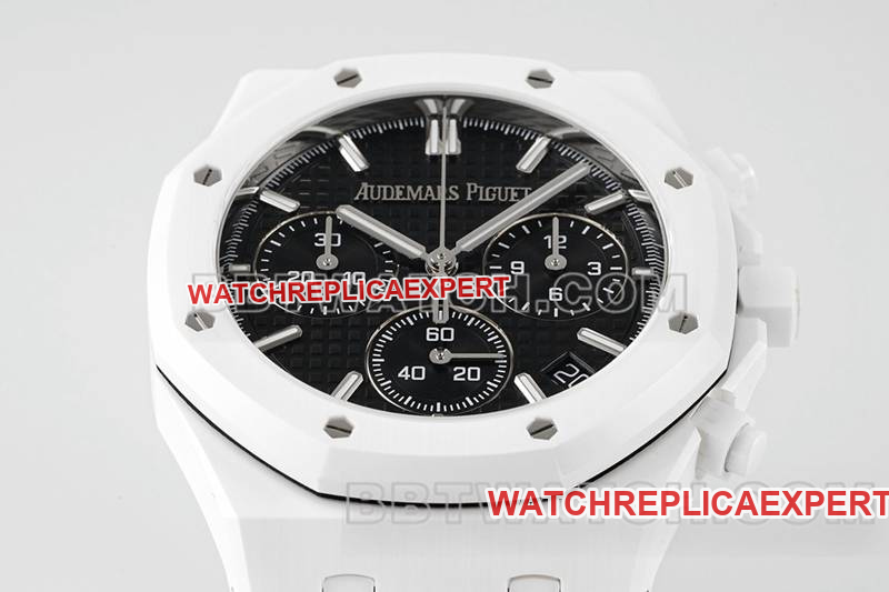 Audemars Piguet1:1replica watch APS factory Royal Oakblack dial mechanical white steel bracelet model 26240front live photo
