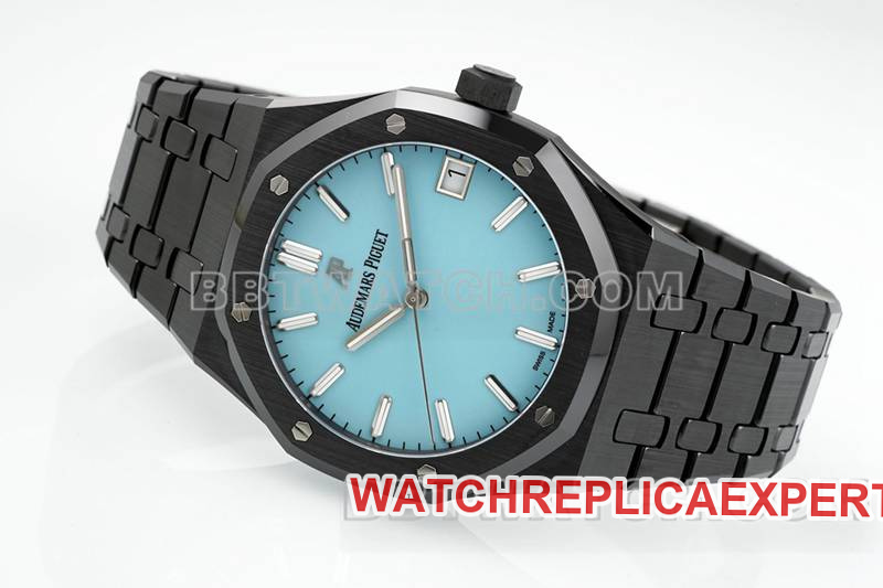 Audemars Piguet watch APS factory Royal Oakblue dialceramicsteel bracelet model 15500front live photo