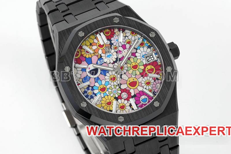 Audemars Piguet collectible watch APS factory Royal Oak flower pattern dialceramicsteel bracelet model 15500front live photo