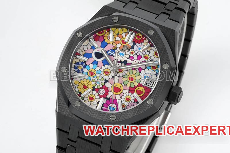 Audemars Piguet collectible watch APS factory Royal Oak flower pattern dialceramicsteel bracelet model 15500front live photo