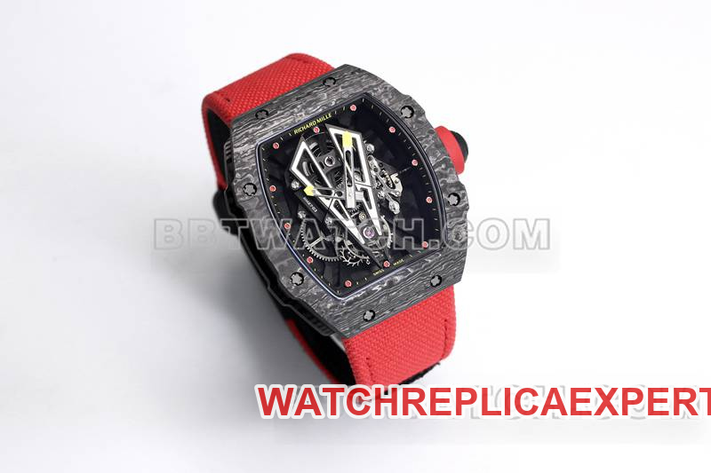 Richard Mille1:1replica watch BBS factory tourbillon mechanical red rubber braided Velcro bracelet braceletRM27-03front live photo