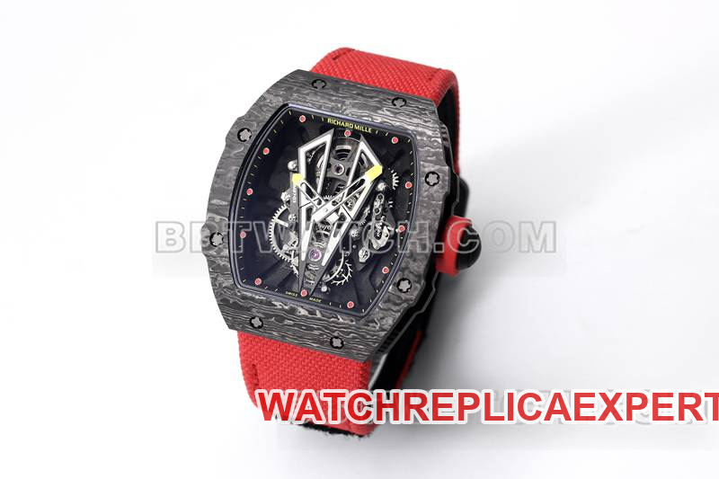 Richard Mille1:1replica watch BBS factory tourbillon mechanical red rubber braided Velcro bracelet braceletRM27-03front live photo