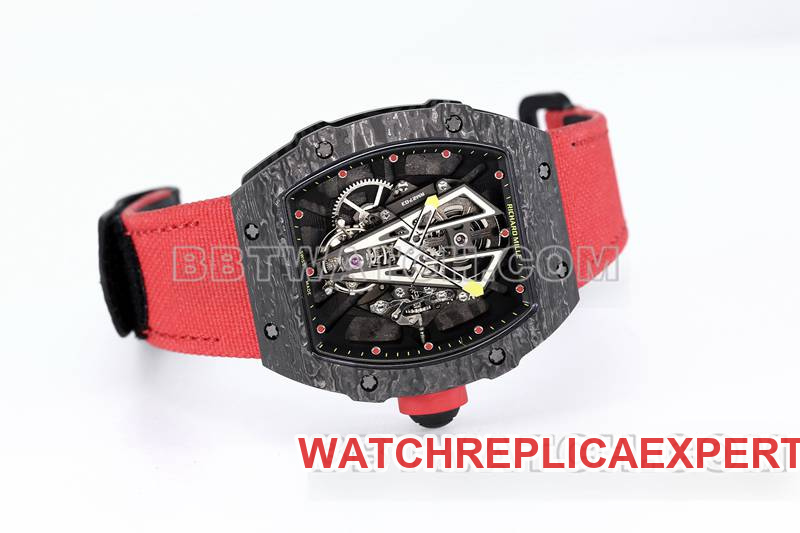Richard Mille1:1replica watch BBS factory tourbillon mechanical red rubber braided Velcro bracelet braceletRM27-03front live photo