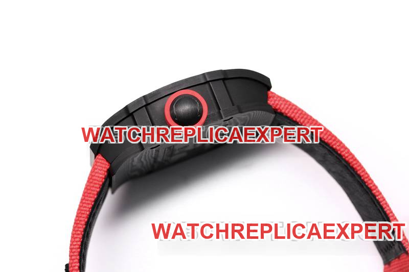 Richard Mille1:1replica watch BBS factory tourbillon mechanical red rubber woven Velcro bracelet braceletRM27-03side live photo