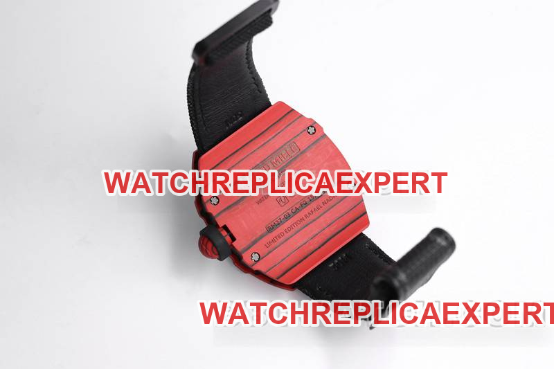 Richard Mille Watch BBS Factory Tourbillon Mechanical Black Rubber Braided Velcro BraceletRM27-03caseback live photo