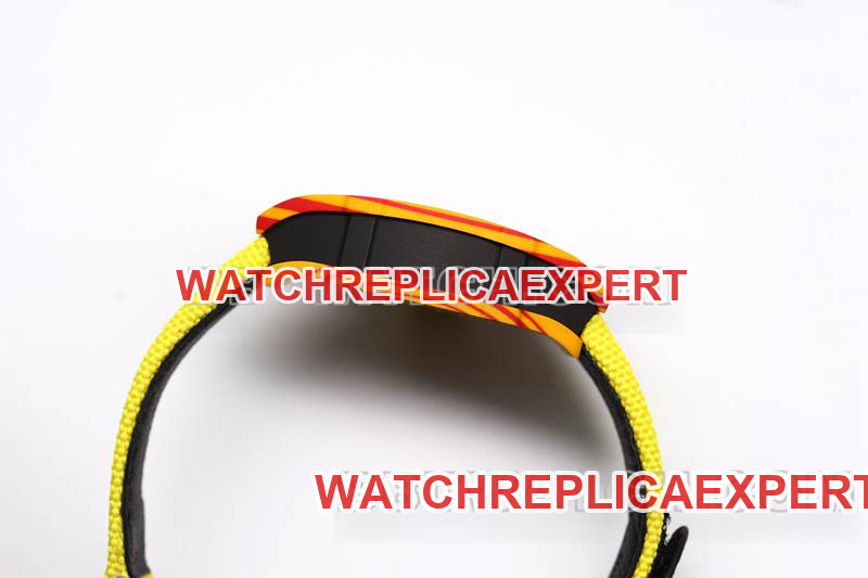 Richard Mille collectible watch BBS factory tourbillon mechanical yellow rubber braided Velcro bracelet RM27-03side live photo