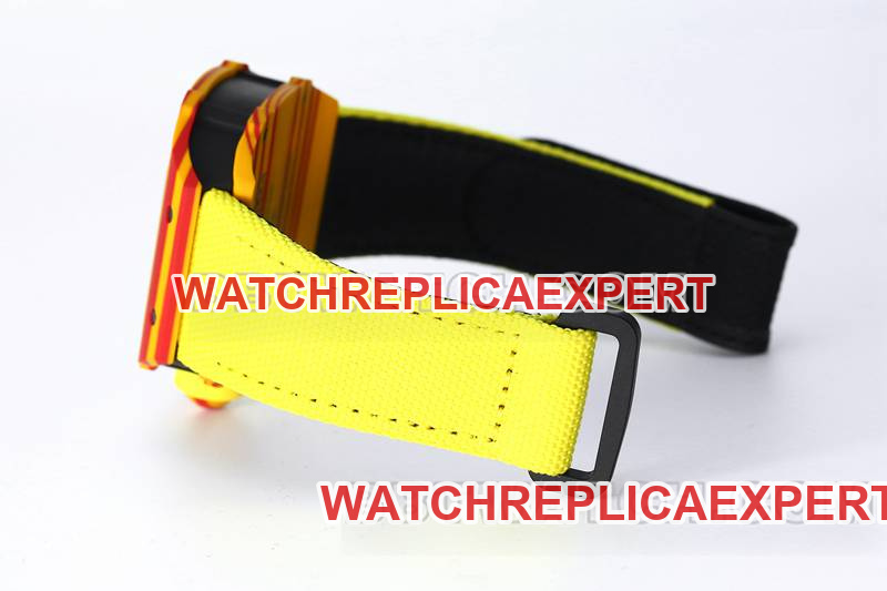 Richard Mille collectible watch BBS factory tourbillon mechanical yellow rubber braided Velcro bracelet braceletRM27-03braceletlive photos